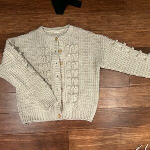 Rylee + Cru Cream Cardigan with Button Accents